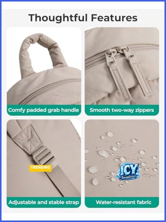 Quilted Lightweight Mini Backpack for Women, Water-Resistant Anti-Theft Daypack